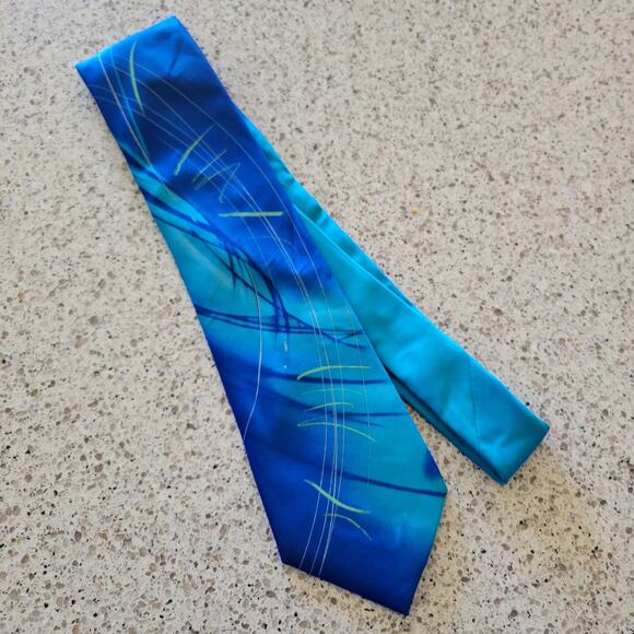 Jerry Garcia Not Necessarily a Tree Tie Collection Fifty-Seven Blue Green Swirls - Picture 1 of 12